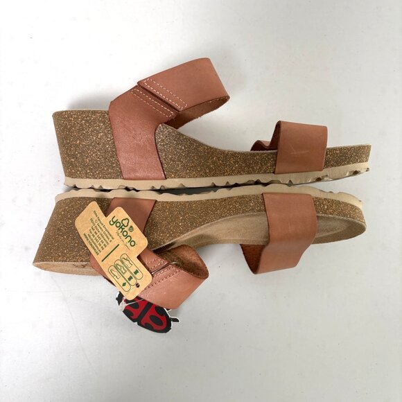 Yokono Wedge Sandals Womens Size 9.5 Brown Leather Strappy Spain NWT - Picture 3 of 7